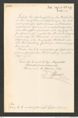 k.k. naturhistorisches Hofmuseum, Intendanzakten 1885-1896 (Hauer), Aktenzahl Z.388/1887, Seite 1